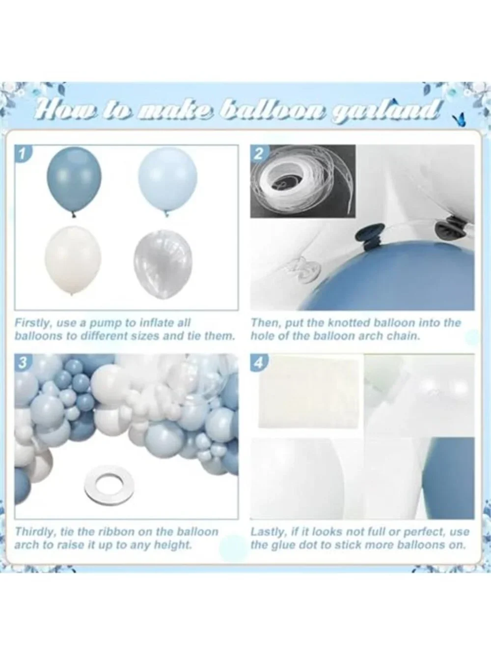 Blue Balloon Arch Kit Balloon Garland Baby Shower Birthday Wedding Decor Set